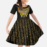 Ancient Egyptian Family Matching Off The Shoulder Long Sleeve Dress and Hawaiian Shirt Symbol of Horus The Falcon God - Wonder Print Shop