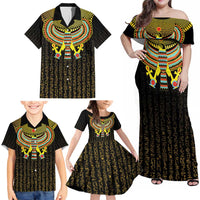 Ancient Egyptian Family Matching Off Shoulder Maxi Dress and Hawaiian Shirt Symbol of Horus The Falcon God LT9 - Wonder Print Shop