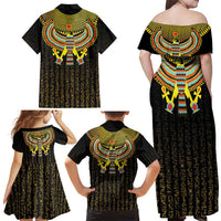 Ancient Egyptian Family Matching Off Shoulder Maxi Dress and Hawaiian Shirt Symbol of Horus The Falcon God LT9 - Wonder Print Shop