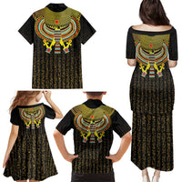 Ancient Egyptian Family Matching Puletasi and Hawaiian Shirt Symbol of Horus The Falcon God - Wonder Print Shop