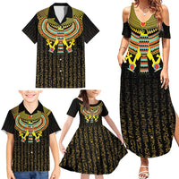 Ancient Egyptian Family Matching Summer Maxi Dress and Hawaiian Shirt Symbol of Horus The Falcon God - Wonder Print Shop