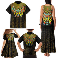 Ancient Egyptian Family Matching Tank Maxi Dress and Hawaiian Shirt Symbol of Horus The Falcon God - Wonder Print Shop