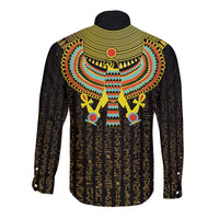 Ancient Egyptian Long Sleeve Button Shirt Symbol of Horus The Falcon God - Wonder Print Shop