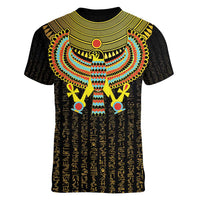 Ancient Egyptian Women V-Neck T-Shirt Symbol of Horus The Falcon God - Wonder Print Shop