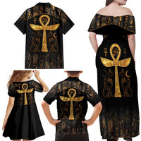 Ankh with Eye of Horus Family Matching Off Shoulder Maxi Dress and Hawaiian Shirt Ancient Egypt Culture LT9 - Wonder Print Shop