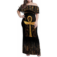 Ankh with Eye of Horus Family Matching Off Shoulder Maxi Dress and Hawaiian Shirt Ancient Egypt Culture LT9 - Wonder Print Shop