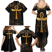 Ankh with Eye of Horus Family Matching Summer Maxi Dress and Hawaiian Shirt Ancient Egypt Culture - Wonder Print Shop