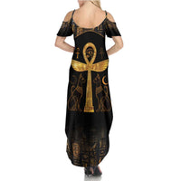 Ankh with Eye of Horus Family Matching Summer Maxi Dress and Hawaiian Shirt Ancient Egypt Culture - Wonder Print Shop