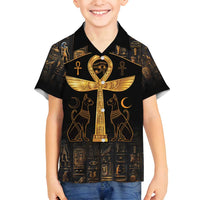Ankh with Eye of Horus Family Matching Summer Maxi Dress and Hawaiian Shirt Ancient Egypt Culture - Wonder Print Shop