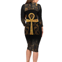 Ankh with Eye of Horus Long Sleeve Bodycon Dress Ancient Egypt Culture - Wonder Print Shop