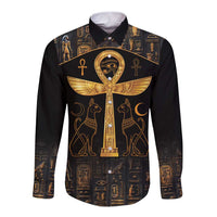 Ankh with Eye of Horus Long Sleeve Button Shirt Ancient Egypt Culture - Wonder Print Shop