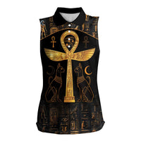 Ankh with Eye of Horus Women Sleeveless Polo Shirt Ancient Egypt Culture - Wonder Print Shop