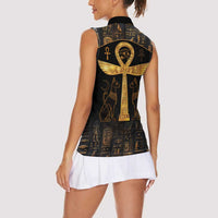 Ankh with Eye of Horus Women Sleeveless Polo Shirt Ancient Egypt Culture - Wonder Print Shop