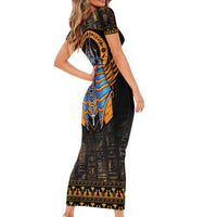 Egyptian Anubis Family Matching Short Sleeve Bodycon Dress and Hawaiian Shirt Ancient Egypt Culture - Wonder Print Shop