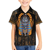 Egyptian Anubis Family Matching Short Sleeve Bodycon Dress and Hawaiian Shirt Ancient Egypt Culture - Wonder Print Shop