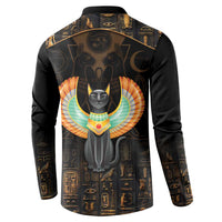 Winged Egypt Cats Button Sweatshirt Ancient Egypt Culture LT9 - Wonder Print Shop