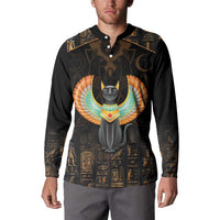 Winged Egypt Cats Button Sweatshirt Ancient Egypt Culture LT9 - Wonder Print Shop