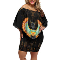Winged Egypt Cats Family Matching Off Shoulder Short Dress and Hawaiian Shirt Ancient Egypt Culture LT9 - Wonder Print Shop