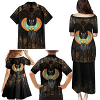 Winged Egypt Cats Family Matching Puletasi and Hawaiian Shirt Ancient Egypt Culture - Wonder Print Shop