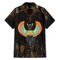 Winged Egypt Cats Family Matching Short Sleeve Bodycon Dress and Hawaiian Shirt Ancient Egypt Culture - Wonder Print Shop