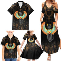 Winged Egypt Cats Family Matching Summer Maxi Dress and Hawaiian Shirt Ancient Egypt Culture - Wonder Print Shop