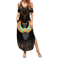 Winged Egypt Cats Family Matching Summer Maxi Dress and Hawaiian Shirt Ancient Egypt Culture - Wonder Print Shop