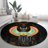 Winged Egypt Cats Round Carpet Ancient Egypt Culture