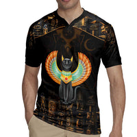 Winged Egypt Cats Rugby Jersey Ancient Egypt Culture - Wonder Print Shop