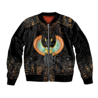 Winged Egypt Cats Sleeve Zip Bomber Jacket Ancient Egypt Culture - Wonder Print Shop