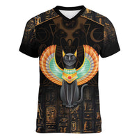Winged Egypt Cats Women V-Neck T-Shirt Ancient Egypt Culture - Wonder Print Shop