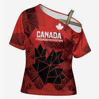 Custom Women Rugby Canada Cross Shoulder Shirt Maple Energy Never Stops - Wonder Print Shop