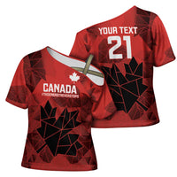 Custom Women Rugby Canada Cross Shoulder Shirt Maple Energy Never Stops - Wonder Print Shop