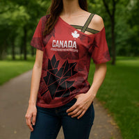Custom Women Rugby Canada Cross Shoulder Shirt Maple Energy Never Stops - Wonder Print Shop