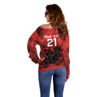 Custom Women Rugby Canada Off Shoulder Sweater Maple Energy Never Stops - Wonder Print Shop