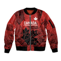 Custom Women Rugby Canada Sleeve Zip Bomber Jacket Maple Energy Never Stops - Wonder Print Shop
