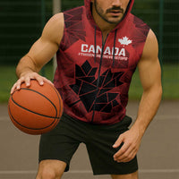 Custom Women Rugby Canada Sleeveless Zip Hoodie Maple Energy Never Stops - Wonder Print Shop
