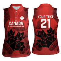 Custom Women Rugby Canada Women Sleeveless Polo Shirt Maple Energy Never Stops - Wonder Print Shop