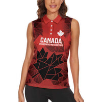 Custom Women Rugby Canada Women Sleeveless Polo Shirt Maple Energy Never Stops - Wonder Print Shop