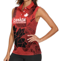 Custom Women Rugby Canada Women Sleeveless Polo Shirt Maple Energy Never Stops - Wonder Print Shop