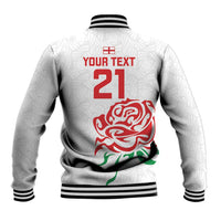 Custom Women Rugby England Baseball Jacket Red Roses Energy Never Stops - Wonder Print Shop
