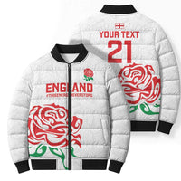 Custom Women Rugby England Bomber Puffer Jacket Red Roses Energy Never Stops - Wonder Print Shop
