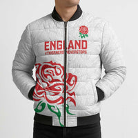 Custom Women Rugby England Bomber Puffer Jacket Red Roses Energy Never Stops - Wonder Print Shop