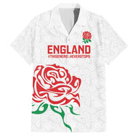 Custom Women Rugby England Hawaiian Shirt Red Roses Energy Never Stops - Wonder Print Shop