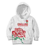 Custom Women Rugby England Kid Hoodie Red Roses Energy Never Stops - Wonder Print Shop