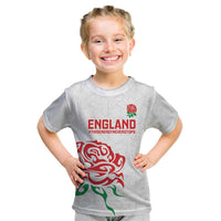 Custom Women Rugby England Kid T Shirt Red Roses Energy Never Stops - Wonder Print Shop
