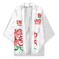 Custom Women Rugby England Kimono Red Roses Energy Never Stops - Wonder Print Shop