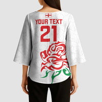 Custom Women Rugby England Kimono Sleeve Blouse Red Roses Energy Never Stops - Wonder Print Shop