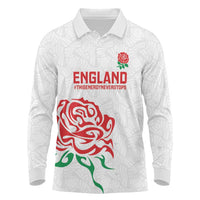 Custom Women Rugby England Long Sleeve Polo Shirt Red Roses Energy Never Stops - Wonder Print Shop