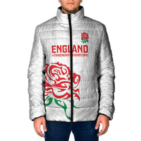 Custom Women Rugby England Padded Jacket Red Roses Energy Never Stops - Wonder Print Shop