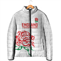 Custom Women Rugby England Padded Jacket Red Roses Energy Never Stops - Wonder Print Shop